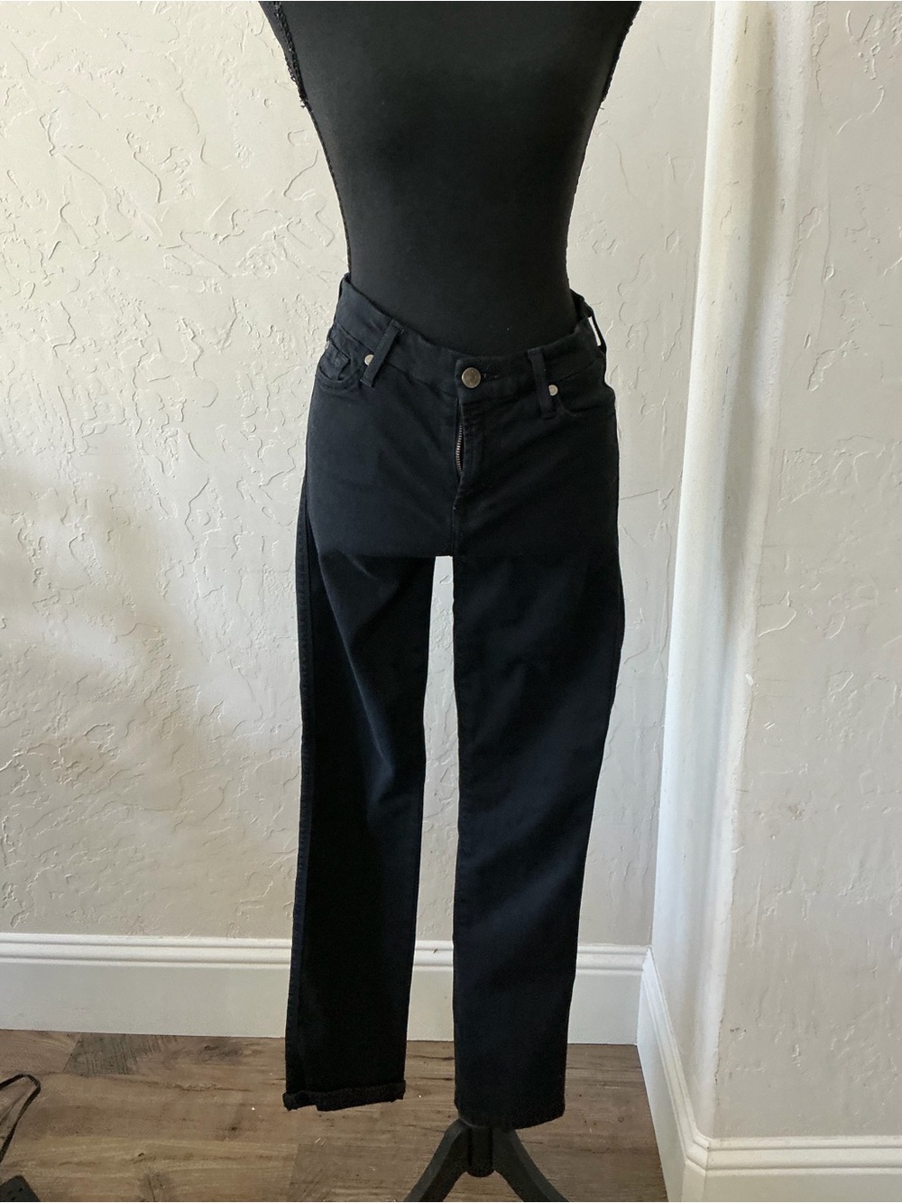 7 for All Mankind Black Straight-Leg Jeans